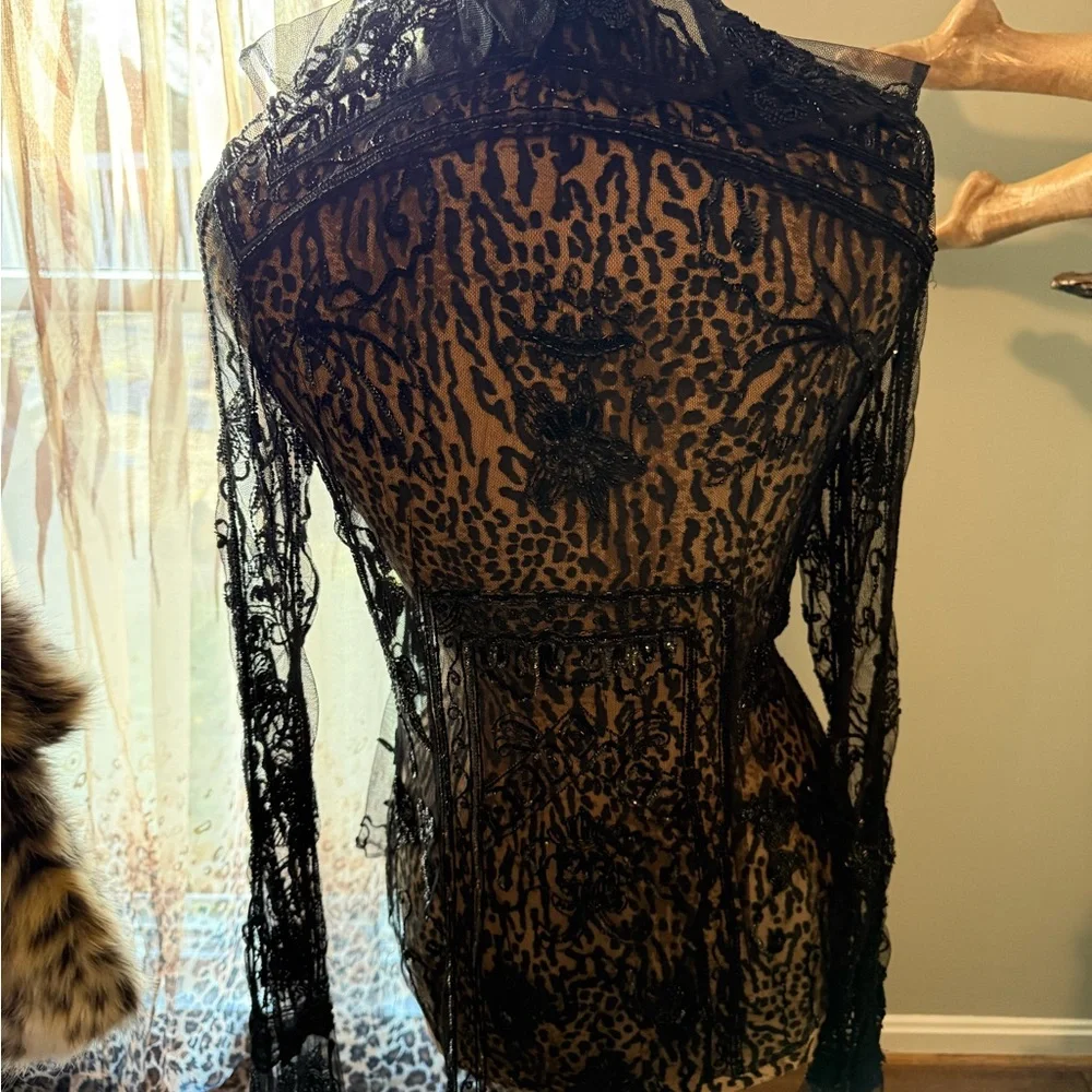 Dolce & Gabbana Sheer Lace Beaded Top Vintage Italy - Picture 3 of 13